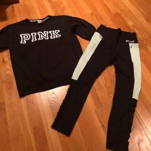 Womens PINK Sweatshirt & Yoga Pants Size SMALL